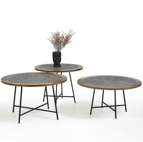 SHW219 Orta + SHW218/220 Yan x 2 Üçlü Sehpa Seti 75x75cm