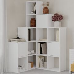 Paleo Köşe Kitaplık Set Beyaz