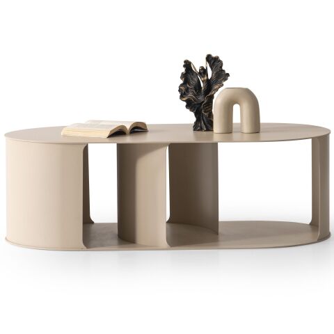 Solana Metal Krem Renk Orta Sehpa 120x60cm