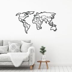 Metal Duvar Dekoru No:41 World Map M.dk.t.13332.32