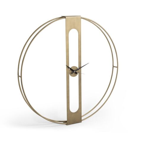 Tempus Eskitme Altın Renk Metal Akrep Yelkovan Duvar Saati 90x90cm